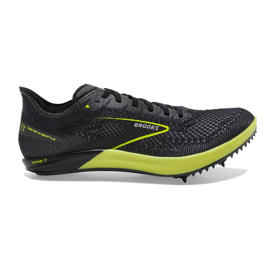 Brooks Mens Running Shoes Nz - Wire 7 Black/Green ( EZTVC0482 )